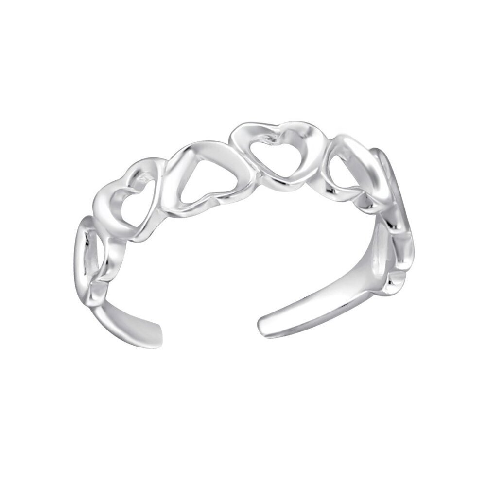 Sterling Silver Adjustable Open Heart Toe Ring 15mm